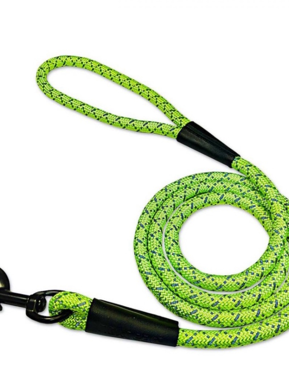 High-Visibility Neon Green Rope Dog Leash with Reflective Accents